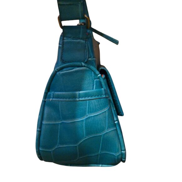 Y2K Elka Handbags Inc Vegan Faux Crocodile Pattern Shoulder Purse 90's VTG - Picture 4 of 12